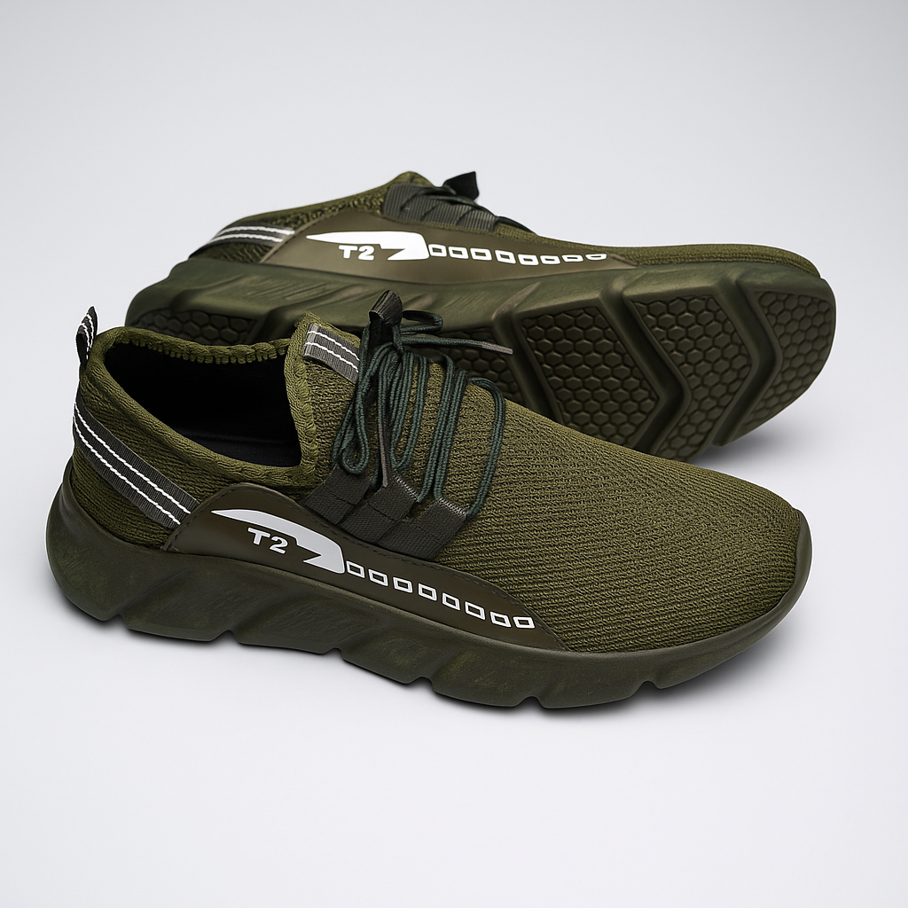 Men’s Green Running Sneakers – Lightweight Breathable Casual Sports Shoes